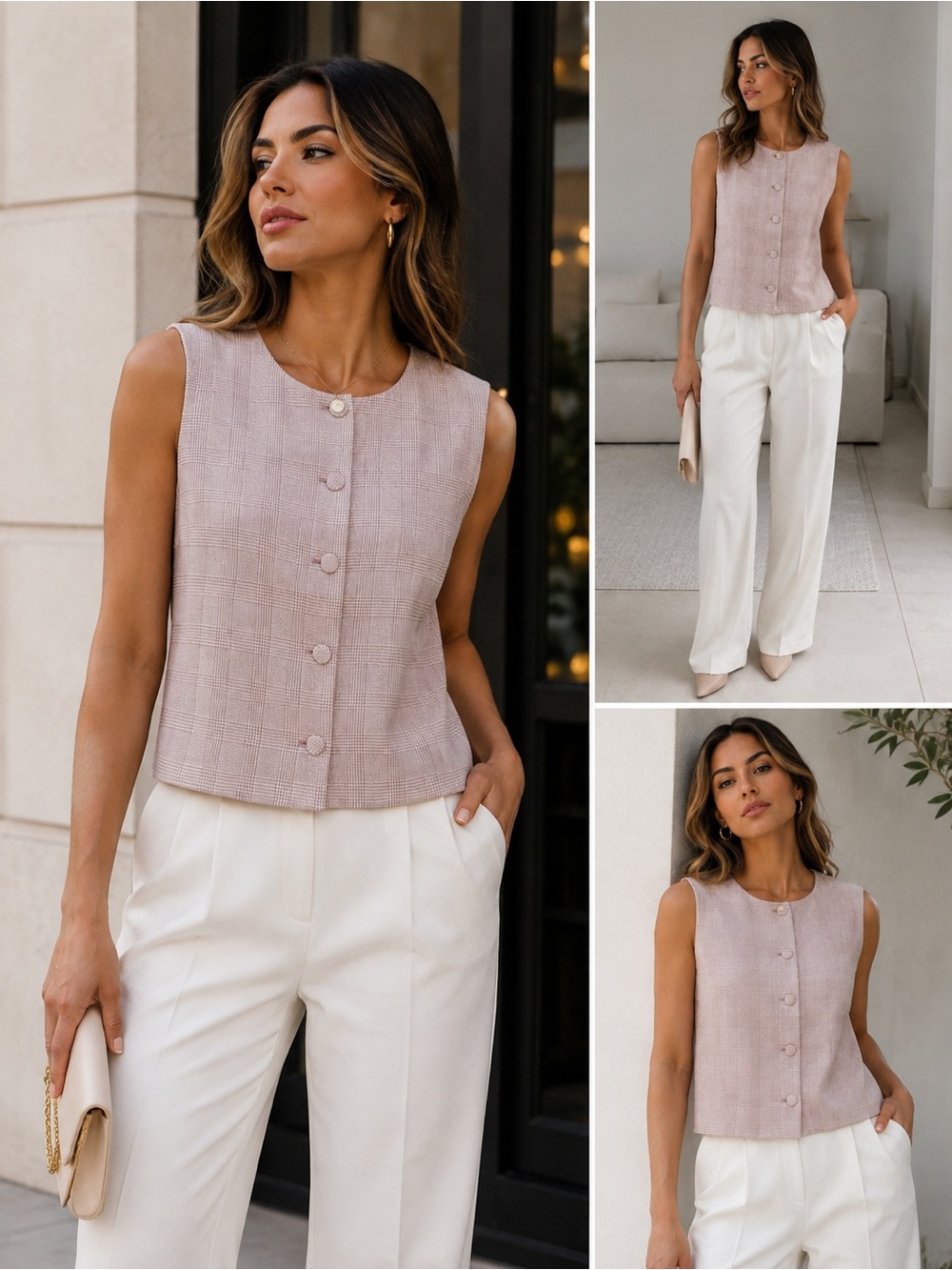 Sleeveless Button-Front Top